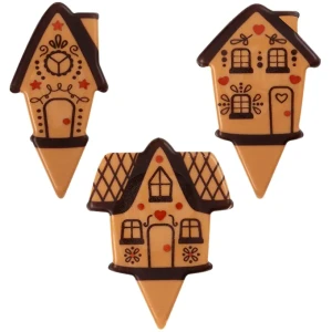 3 Palillos de Casa de Navidad (4,5 cm) - Chocolate Rubio