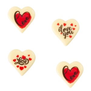 4 Corazones de Amor (3 cm) - Chocolate Blanco