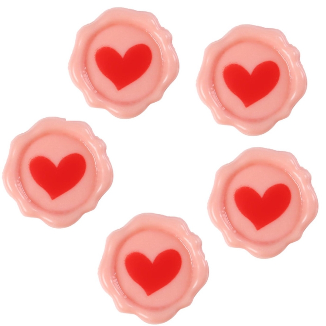 5 Sellos de Corazn ( 3 cm) - Chocolate Blanco 