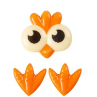 Cabeza de Pollito (4 cm) con Patas (2,6 cm) - Chocolate Blanco