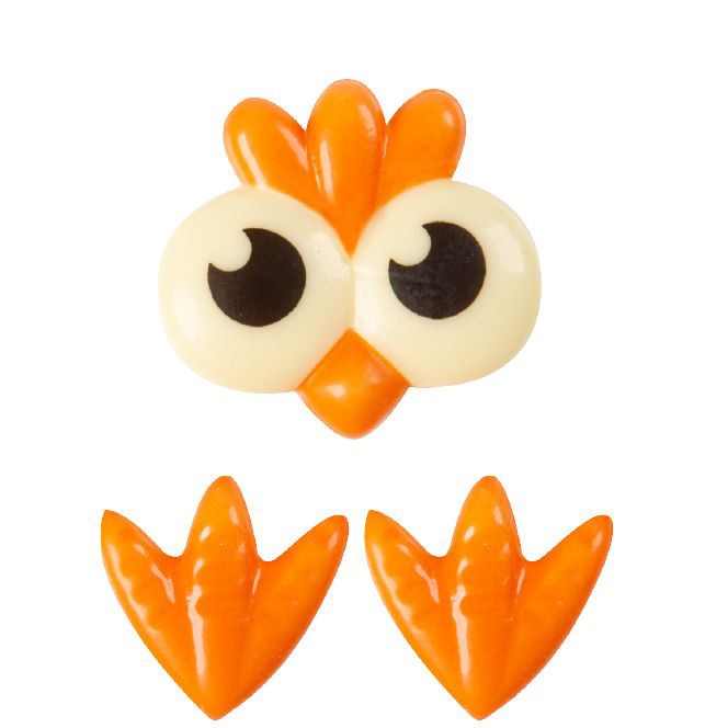 Cabeza de Pollito (4 cm) con Patas (2, 6 cm) - Chocolate Blanco 