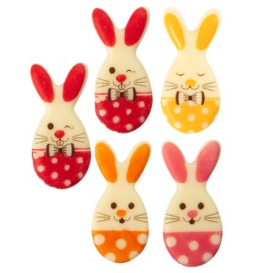 Surtido de 5 Huevos Cabeza de Conejo (3,8 cm) - Chocolate Blanco