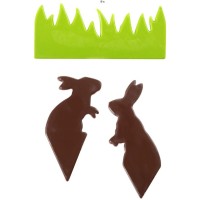 2 Conejos con Púas (10 cm) con Hierba (12 cm) - Chocolate Negro
