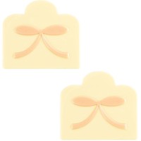 2 Puntas de Tronco de Navidad con Lazo Rosa (9 cm) - Chocolate Blanco