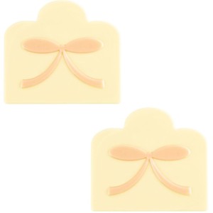 2 Puntas de Tronco de Navidad con Lazo Rosa (9 cm) - Chocolate Blanco