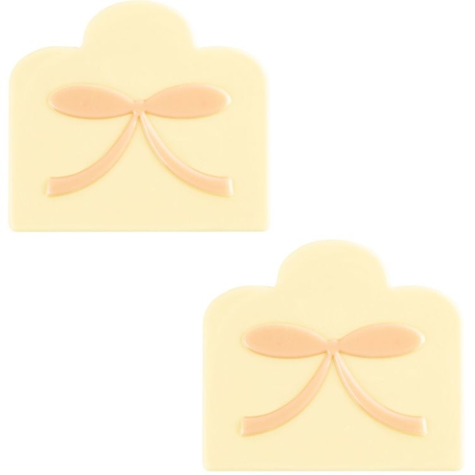 2 Puntas de Tronco de Navidad con Lazo Rosa (9 cm) - Chocolate Blanco 