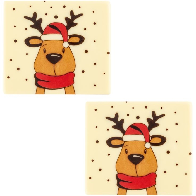 2 tapas de tronco de Navidad de alce (9 cm) - Chocolate blanco 