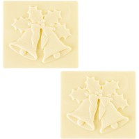 2 tapas de campana navidea para troncos de Navidad (9 cm) - Chocolate blanco