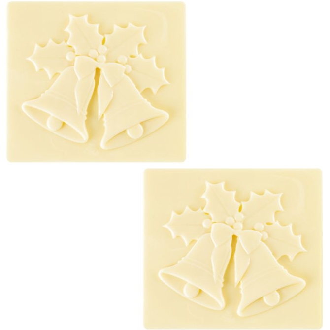 2 tapas de campana navidea para troncos de Navidad (9 cm) - Chocolate blanco 
