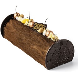 2 tapas de troncos con forma de reloj (10 cm) - Chocolate negro. n2