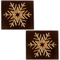 2 tapas de extremo de tronco de Navidad con forma de estrella dorada (9 cm) - Chocolate negro