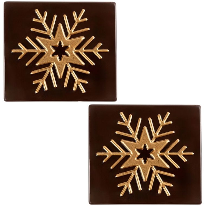 2 tapas de extremo de tronco de Navidad con forma de estrella dorada (9 cm) - Chocolate negro