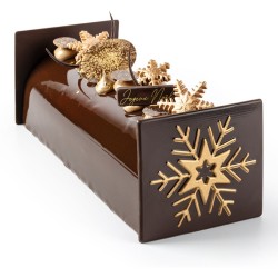 2 tapas de extremo de tronco de Navidad con forma de estrella dorada (9 cm) - Chocolate negro. n°2