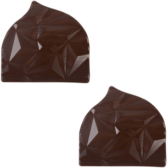 2 tapas de tronco de Navidad con forma de gota en relieve (8 cm) - Chocolate negro
