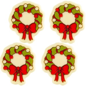 4 Coronas Navideas (3 cm) - Chocolate Blanco