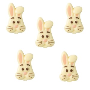 5 cabezas de conejo de 4,5 cm � Chocolate blanco