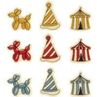 Juego de 3 adornos de circo � Chocolate blanco amarillo