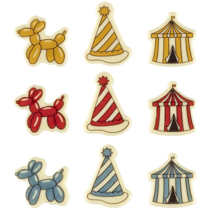 Juego de 3 adornos de circo � Chocolate blanco 