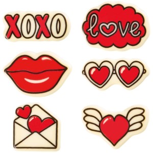 Juego de 6 adornos para el D�a de San Valent�n � Chocolate blanco