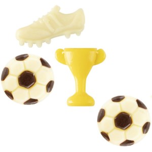 Juego de 4 adornos de f�tbol (3 cm) � Chocolate blanco