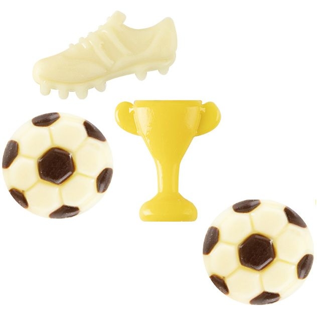 Juego de 4 adornos de f�tbol (3 cm) � Chocolate blanco 