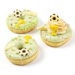 Juego de 4 adornos de f�tbol (3 cm) � Chocolate blanco. n�1