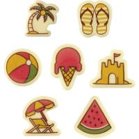 Juego de 7 adornos de verano (4 cm) � Chocolate blanco