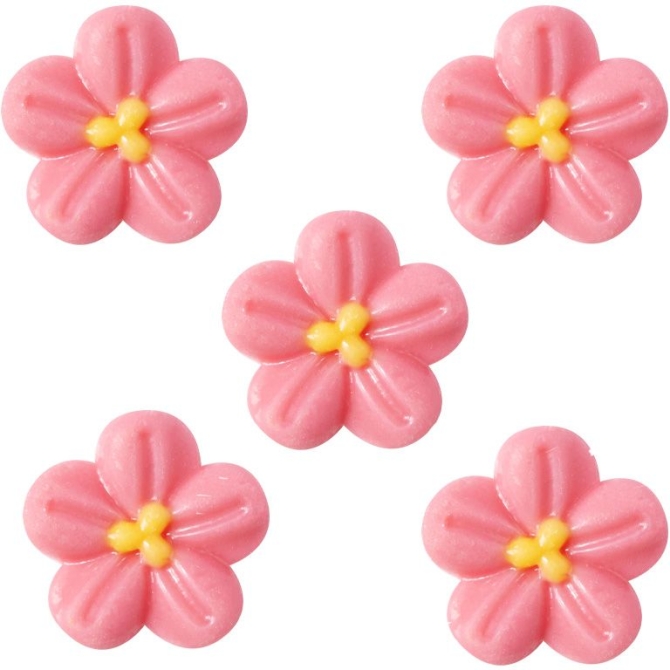 5 mini flores rosas (� 2 cm) � Chocolate blanco 