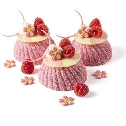 5 mini flores rosas (� 2 cm) � Chocolate blanco. n�4