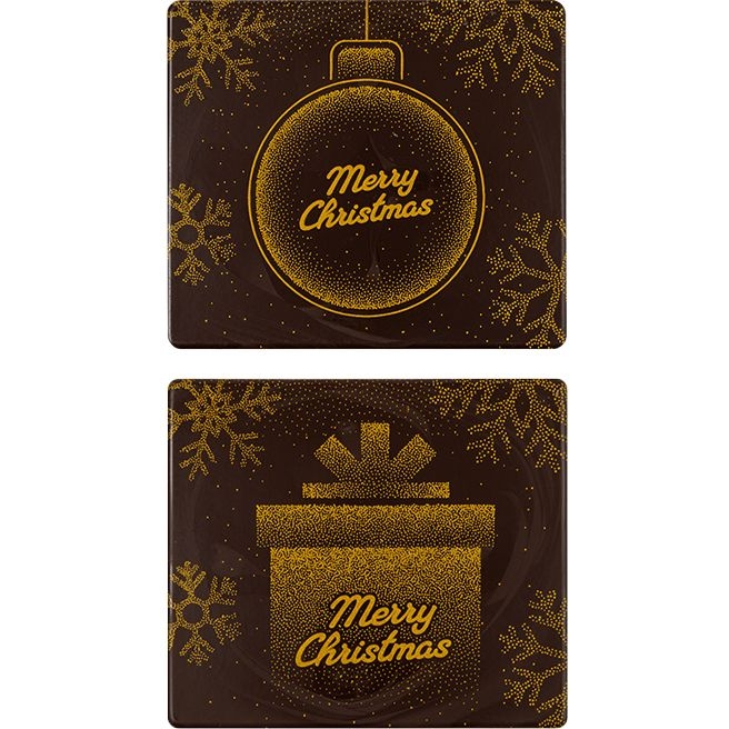 2 Tapas para Tronco de Navidad �Merry Christmas� (9 cm) � Chocolate Negro 