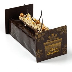 2 Tapas para Tronco de Navidad �Merry Christmas� (9 cm) � Chocolate Negro. n�1