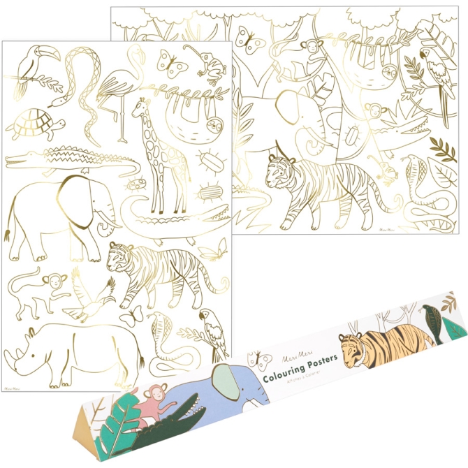 2 Psters para colorear - Animales de la selva 