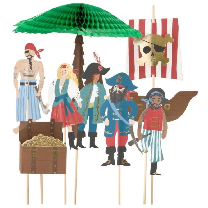 7 Cake Toppers - Pirata Dorado 