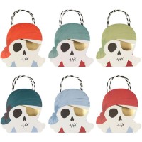 Contiene : 1 x 8 bolsas de regalo pirata doradas