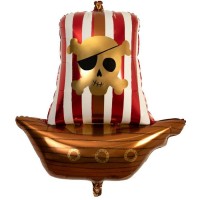 Contiene : 1 x Globo Barco Pirata Gigante - Pirata Dorado