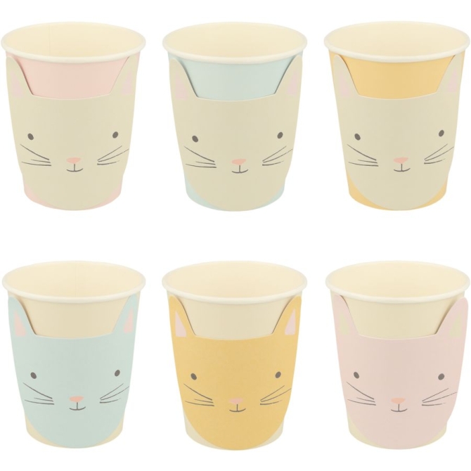 8 Vasos Gato Pastel 