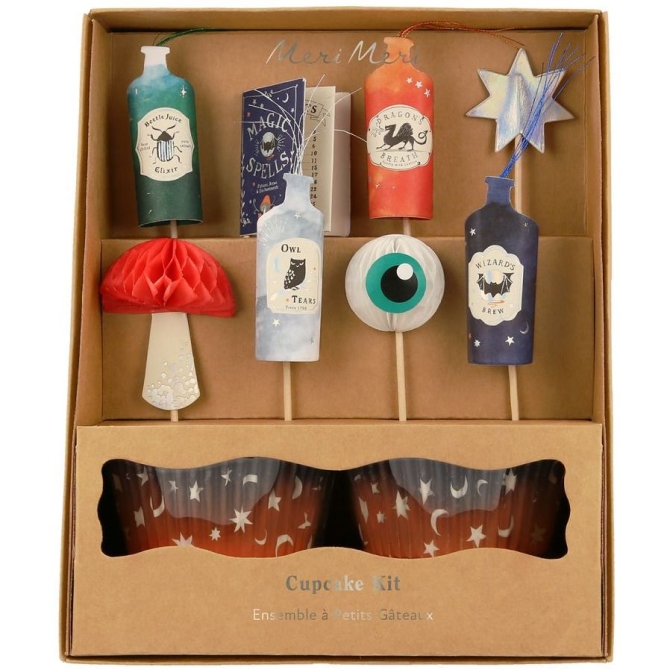 Kit de 24 Decoraciones y estuches para Cupcakes Mgica 