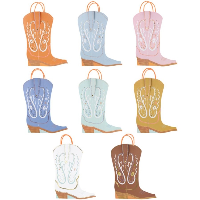 8 bolsas de regalo de botas de vaquero occidentales 