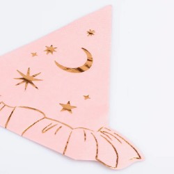 16 servilletas con forma de sombrero de bruja rosa. n1