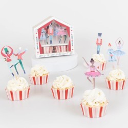 Kit de 24 moldes y decoraciones para cupcakes de Cascanueces Ballet. n°8