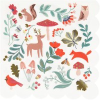 16 servilletas de bosque navideo