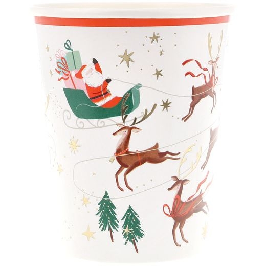 8 tazas de Pap Noel,  trineo y reno 