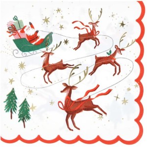 16 servilletas de Pap Noel, trineo y renos