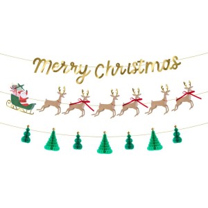 Guirnalda de Papá Noel, trineo y renos