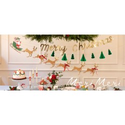 Guirnalda de Papá Noel,  trineo y renos. n°1
