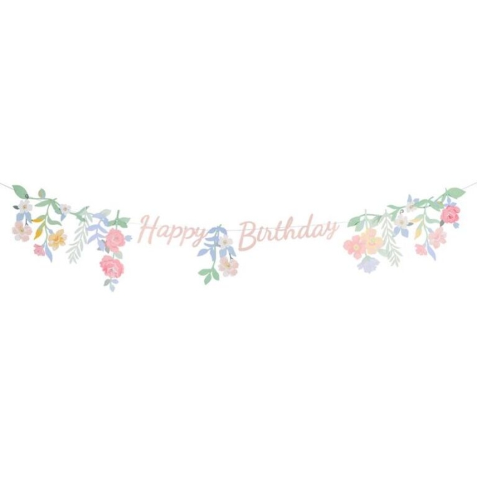 Guirnalda “Happy Birthday” floral