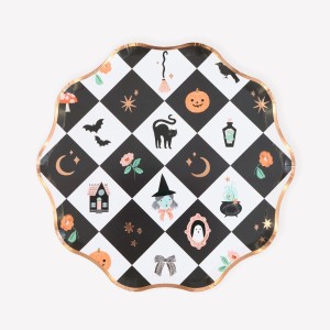 8 platos Patchwork Halloween