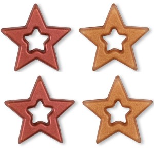 4 estrellas de Navidad de chocolate blanco con agujeros  3,4 cm