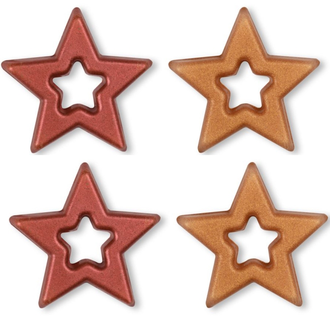 4 estrellas de Navidad de chocolate blanco con agujeros  3, 4 cm 