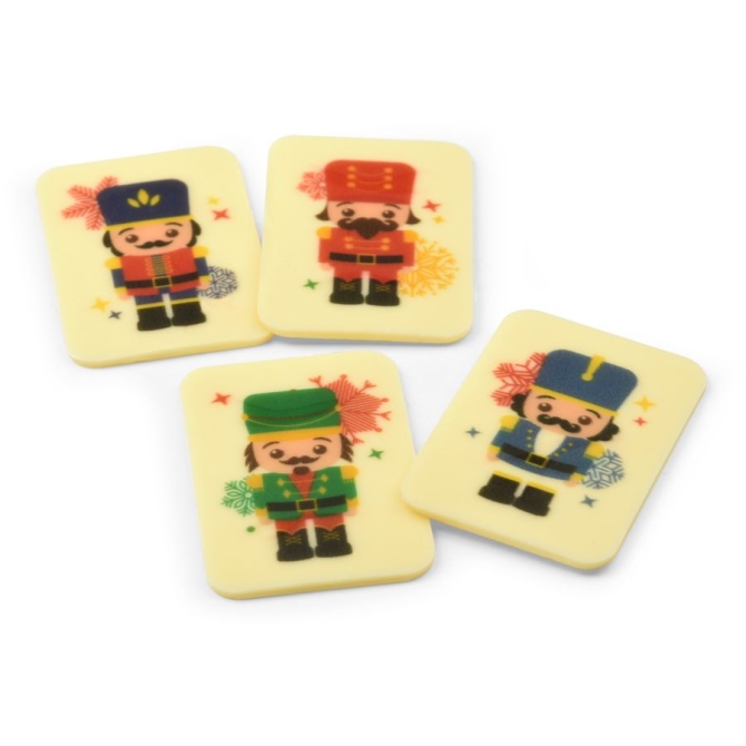 4 placas de chocolate blanco con forma de cascanueces  5 cm 